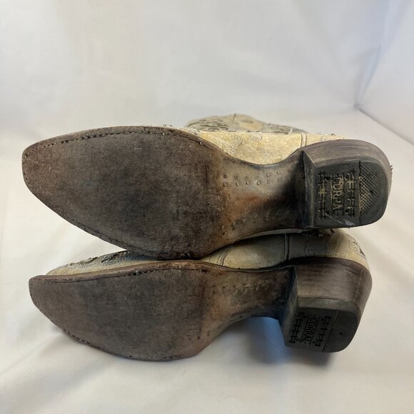 WOMEN'S WHITE GLITTERED INLAY AND CRYSTALS SNIP COWBOY BOOT 9M - Picture 13 of 16